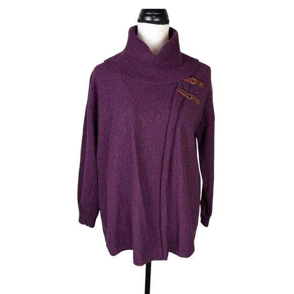 Ellen Tracy Sweaters - Ellen Tracy Plum 100% Extra Fine Merino Wool Turtleneck Long Sleeve Sweater